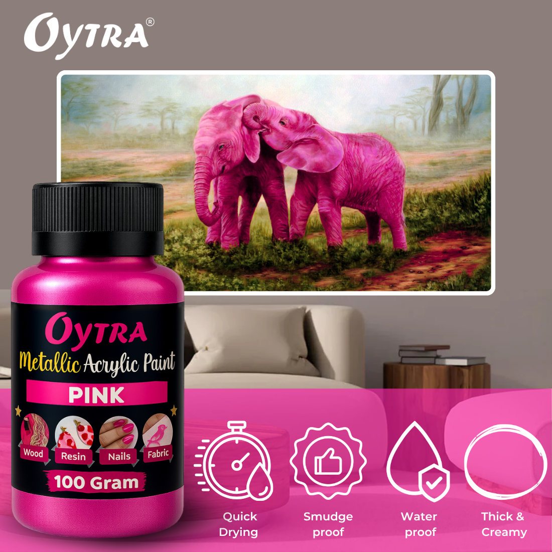 Metallic Acrylic Paint 100 Grams Pink