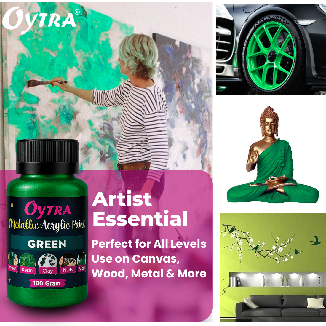 Metallic Acrylic Paint 100 Grams Green