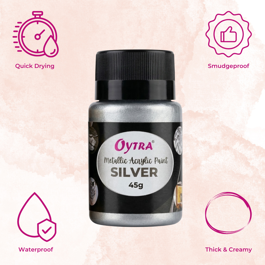 45 Grams Metallic Acrylic Paint (Silver)