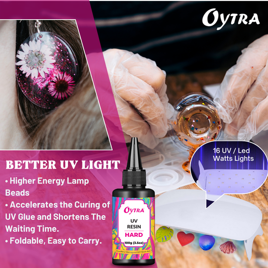 100 Grams UV Resin Hard and UV Lamp Combo