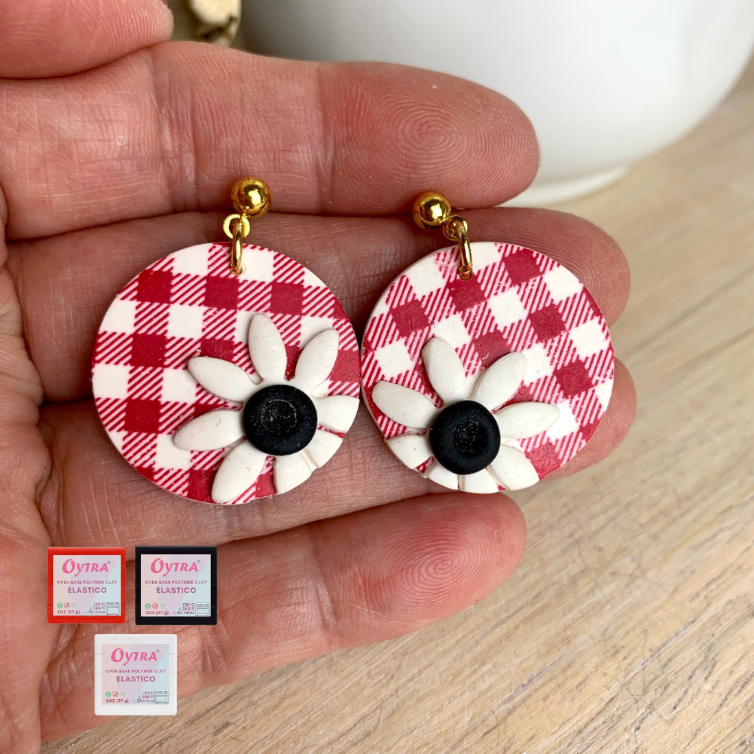 Polymer Oven Bake Clay Combo Black White and Red Elastico Series 57g/2oz per Colour - image 5