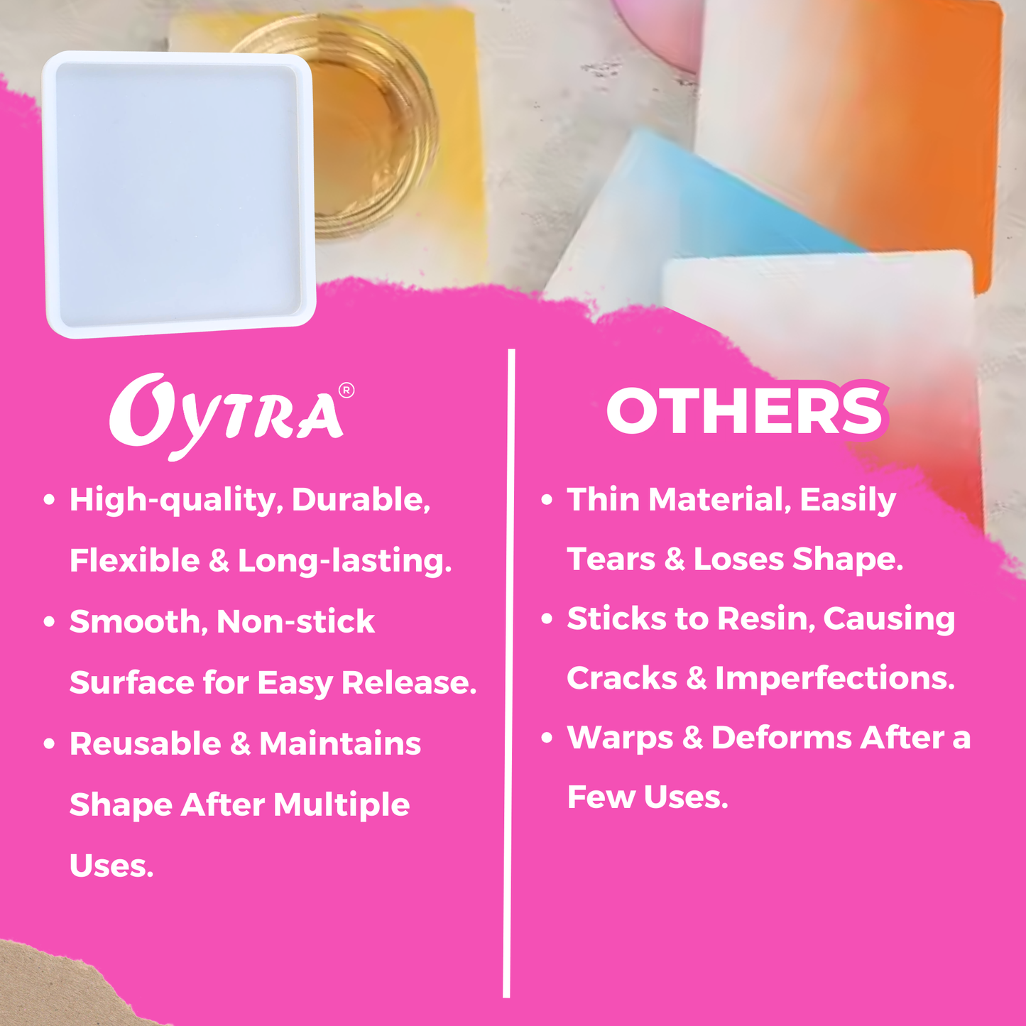 4 Inch Resin Square Coaster Mould Set of 6