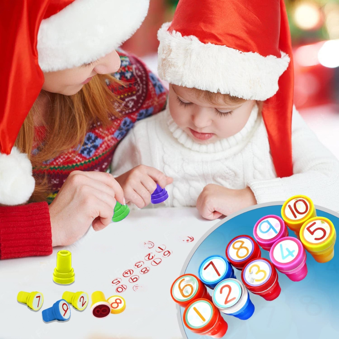 10 Piece Number Stamps for Kids & Students