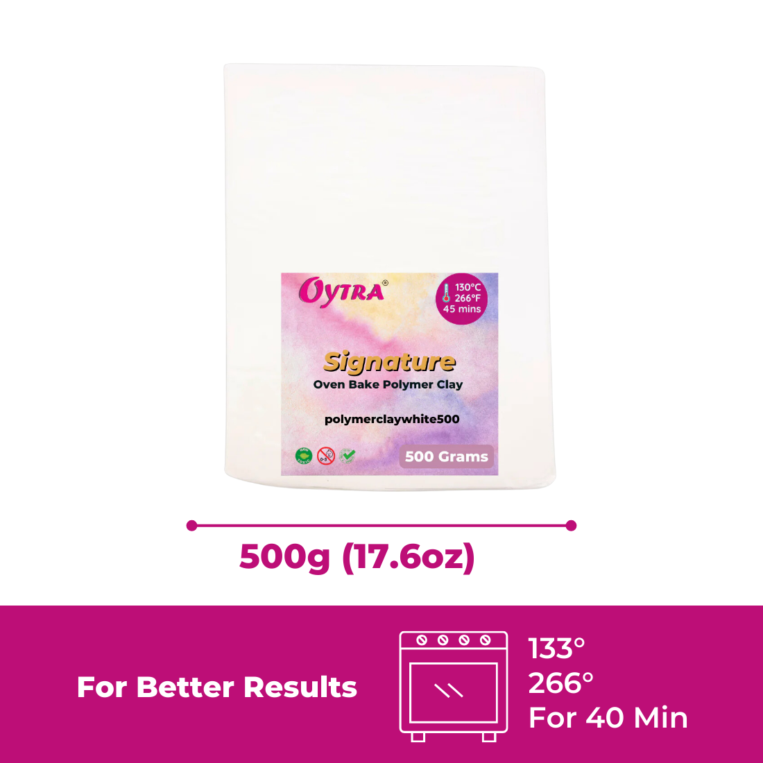 500 Grams Pure White Polymer Oven Bake Clay SIGNATURE Series