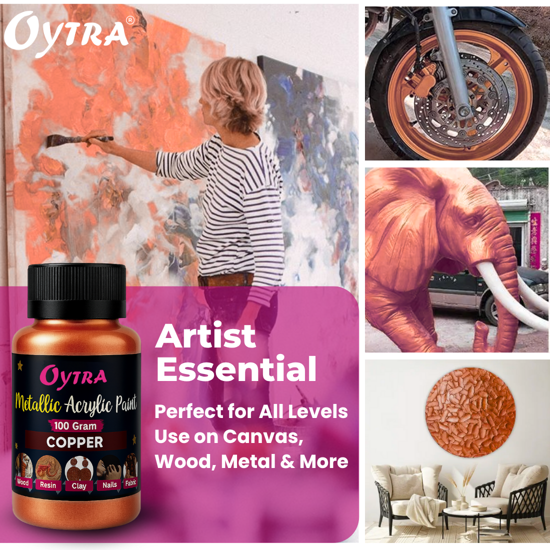 Metallic Acrylic Paint 100 Grams Copper