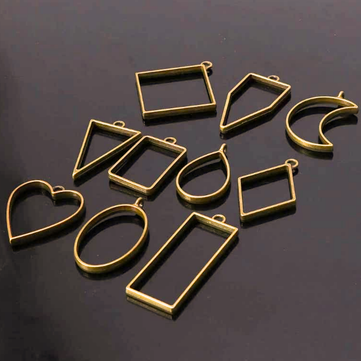 10-Piece Hollow Open Bezel Charms Frames