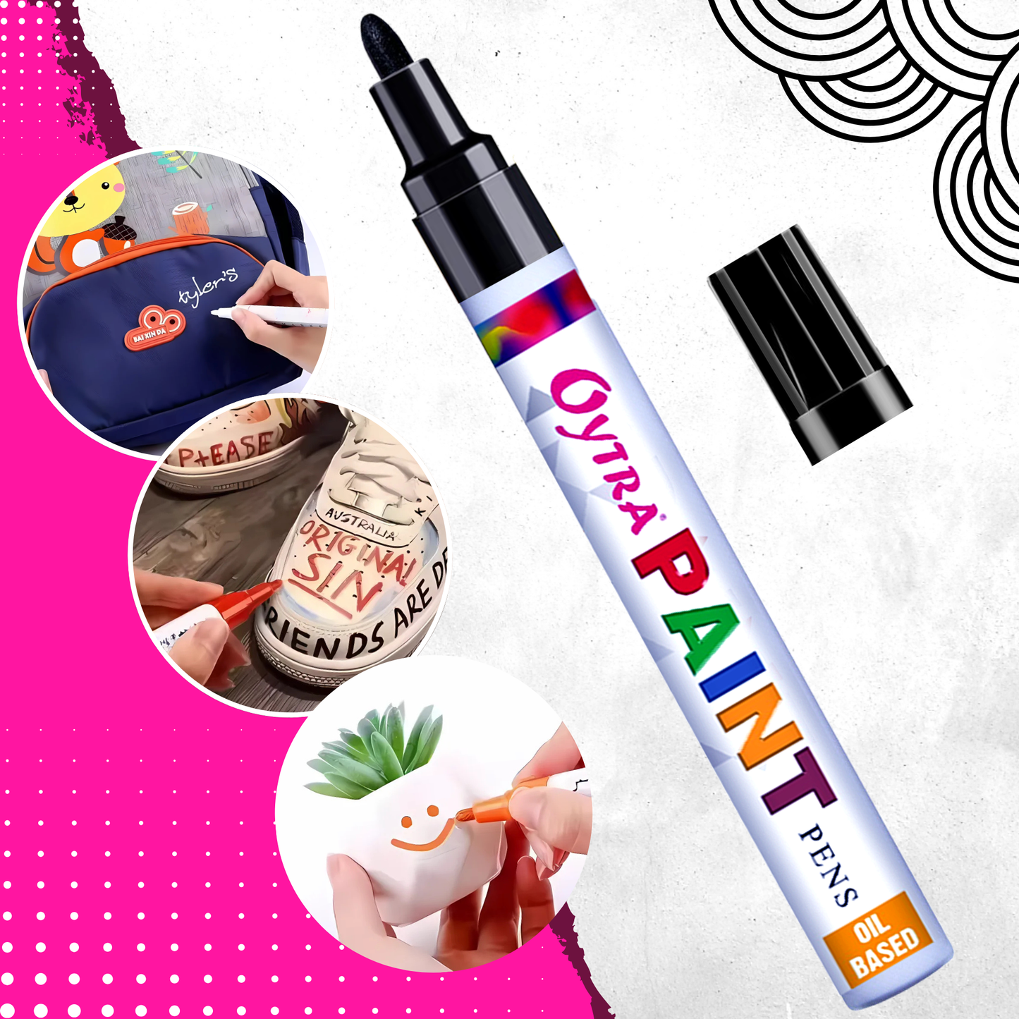 Black paint permanent marker pens with fine chisel tips