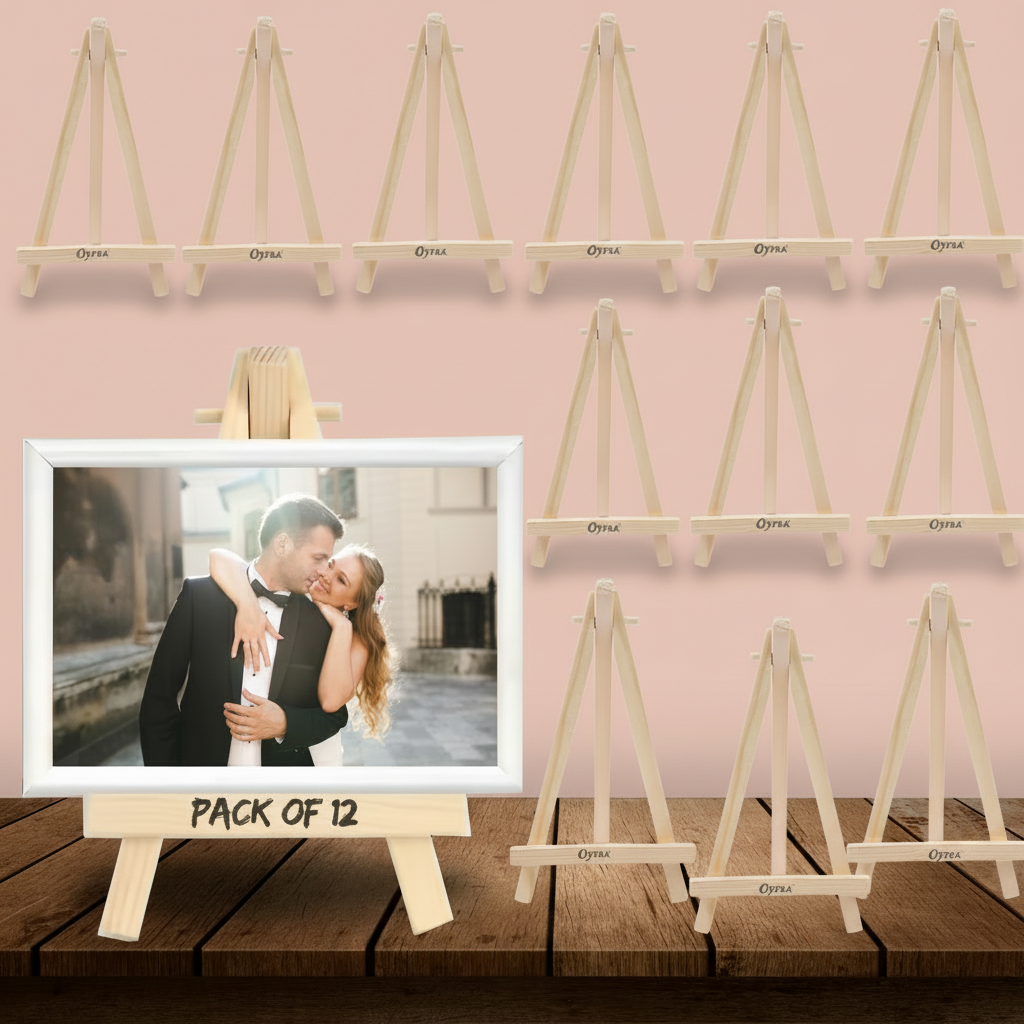 4 Inch Mini Wooden Easel Stand Set of 12