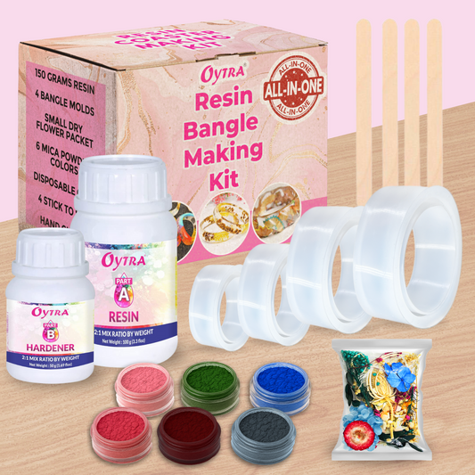 Resin Bangle Making Kit with Clear epoxy resin and hardener for art jewelry table molds