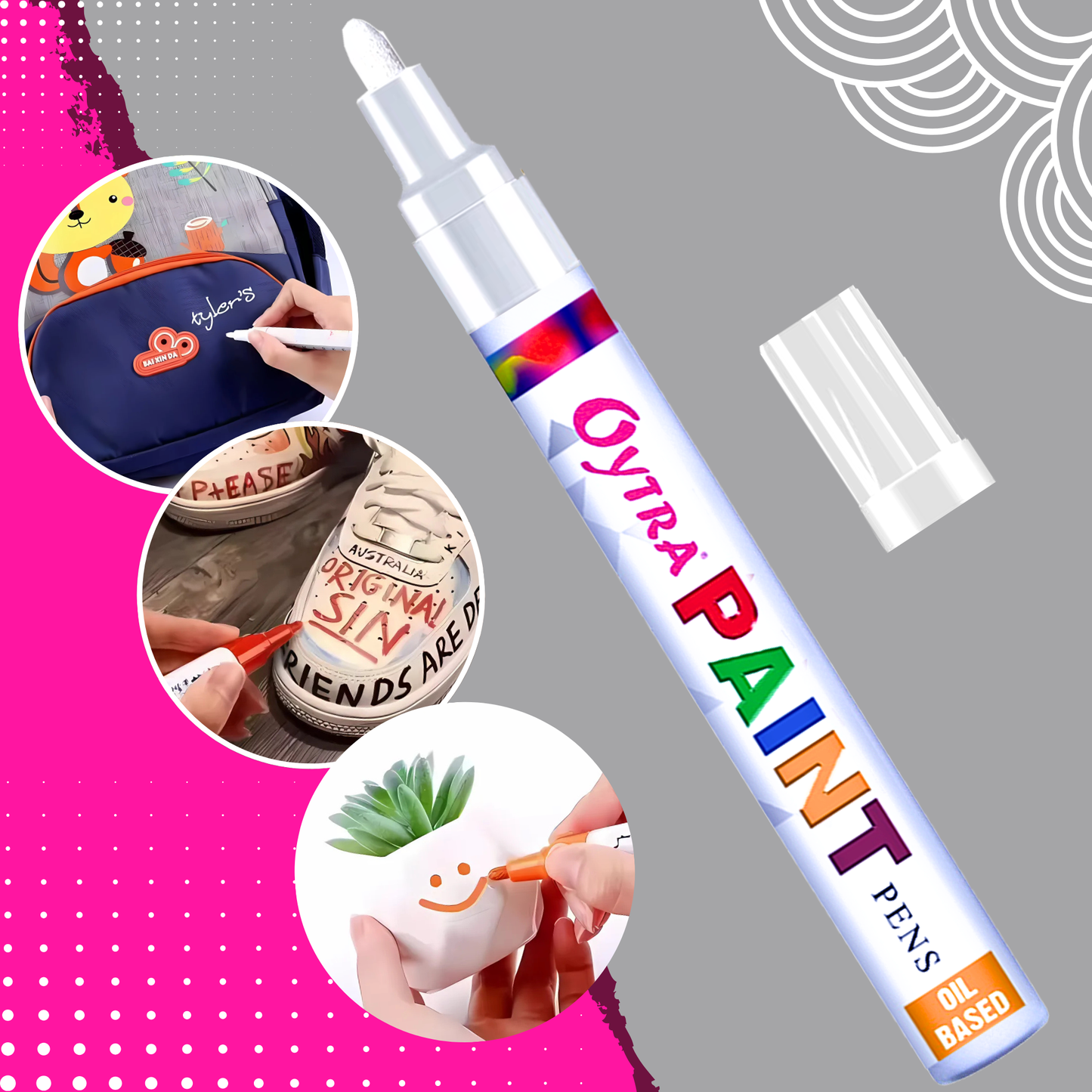 White paint permanent marker pens with fine chisel tips