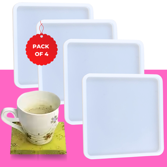 Oytra Resin Square Silicon Coaster Mould 4 Inch Silicone Mold Set of 4