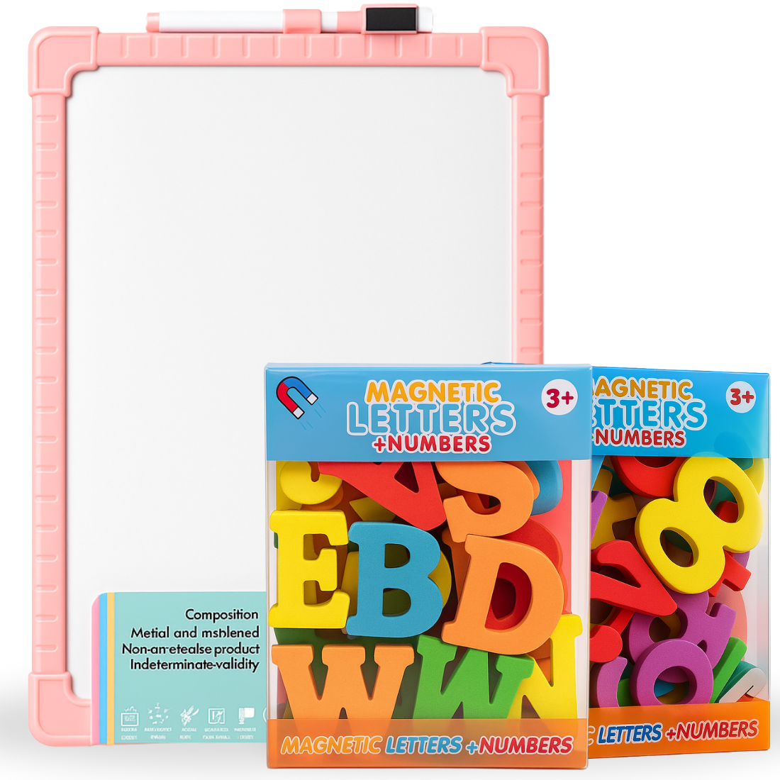Magnetic Whiteboard Set with Alphabet Letters & Numbers