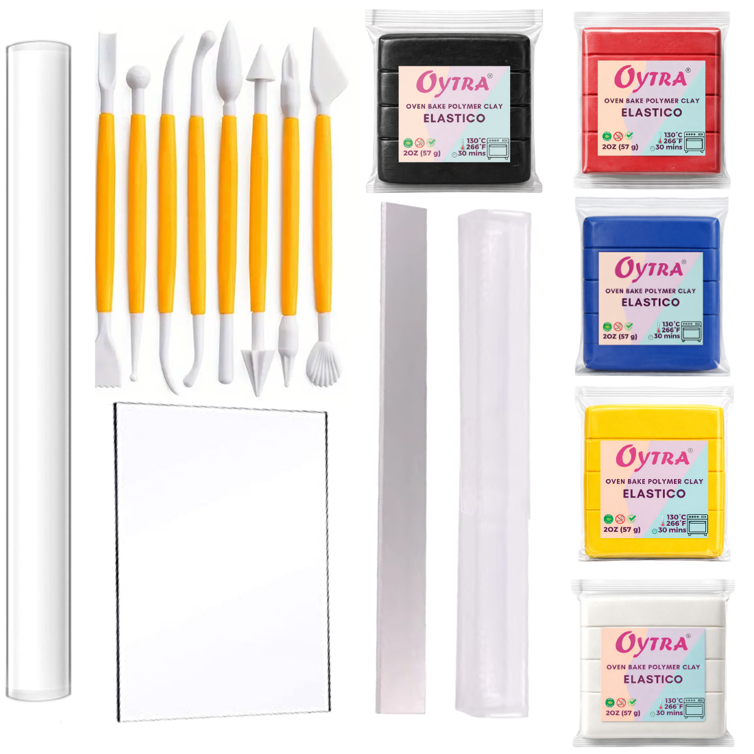 Polymer Clay Kit 5 Colours with Tools