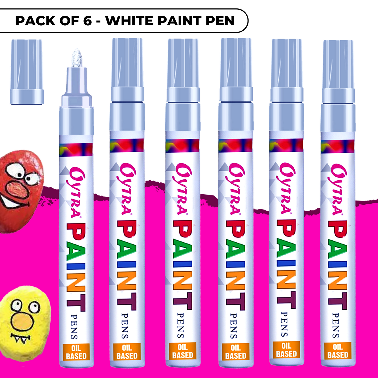 Silver Paint Permanent Marker Pen Set of 6