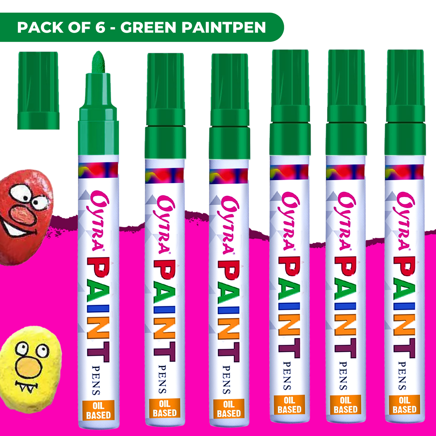 Green Paint Permanent Marker Pen Set of 6