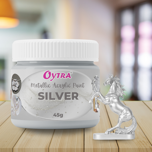 45 ml Silver Metallic Acrylic Color Paint for Canvas Glass Wood Wall Car Metal Rock Steel