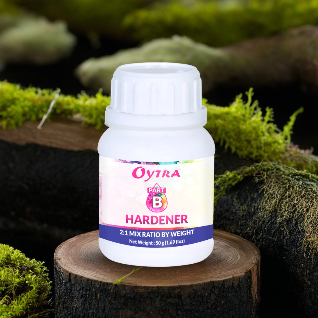 Oytra 50 g Epoxy Resin Hardener (Part B), ideal for small resin projects like keychains, coasters, geode art, ocean art, and clear coats