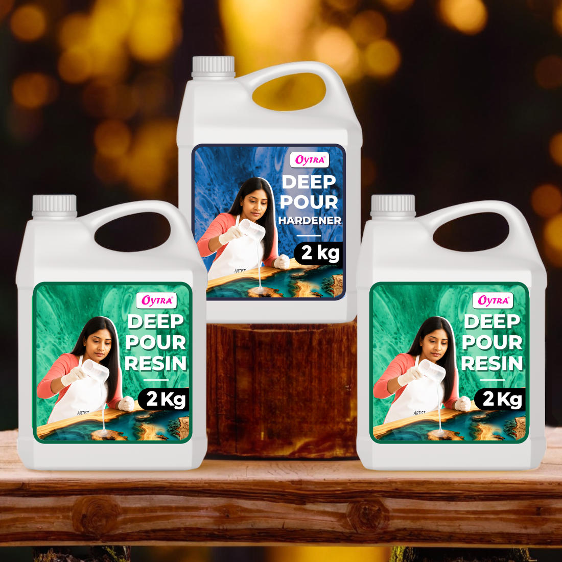 “Oytra 6 kg Deep Pour Casting Epoxy Resin kit for crystal-clear, high-gloss deep-pour applications in river tables, tabletops, and large cast art projects