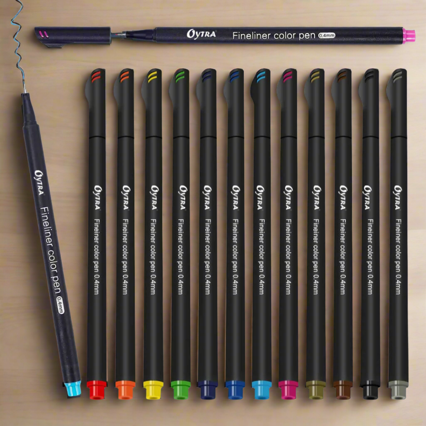 12 Colors Fineliner Coloured Pens Pigment Based 0.4mm
