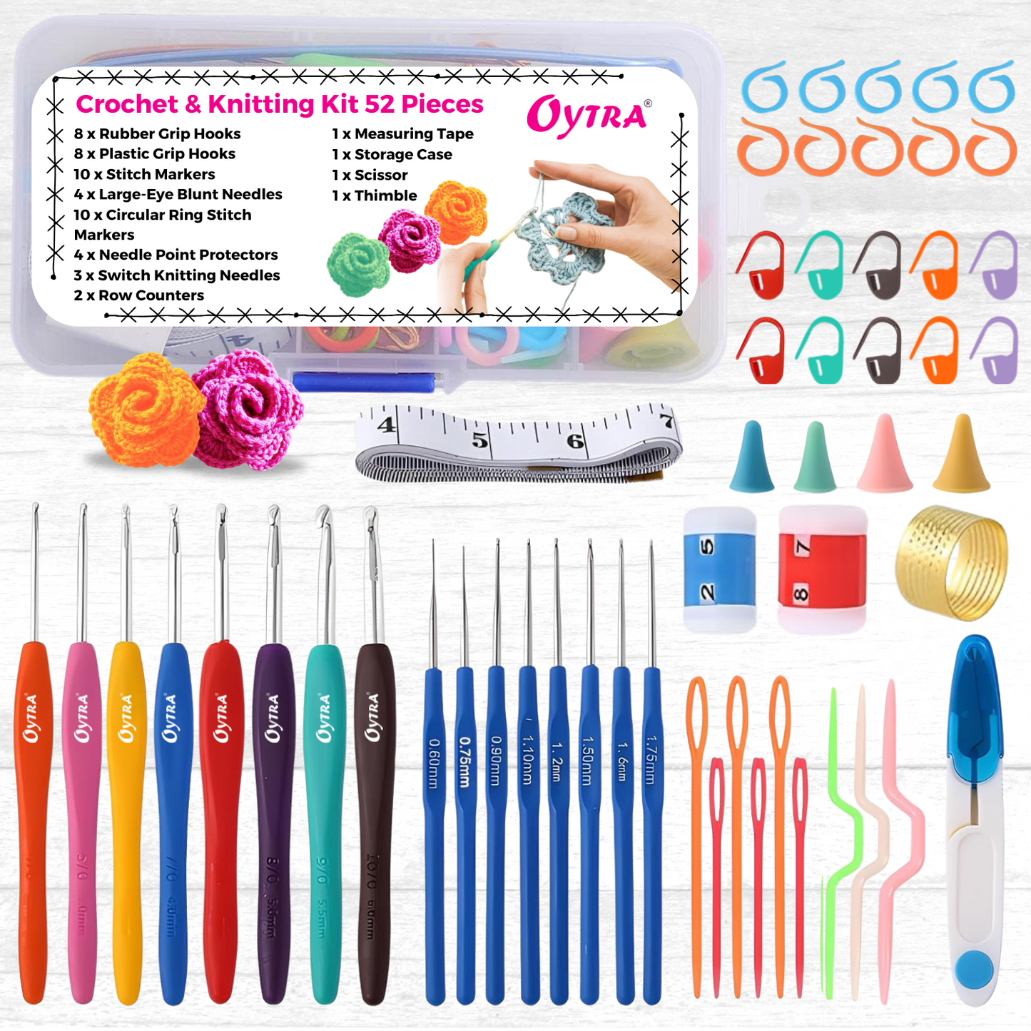 Crochet & Knitting Kit 52 Pcs for Beginners
