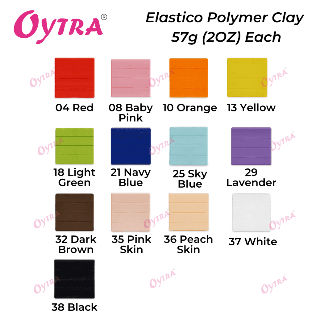 57 Grams (38 Black) Polymer Clay Oven Bake for Jewlery Making Elastico Series