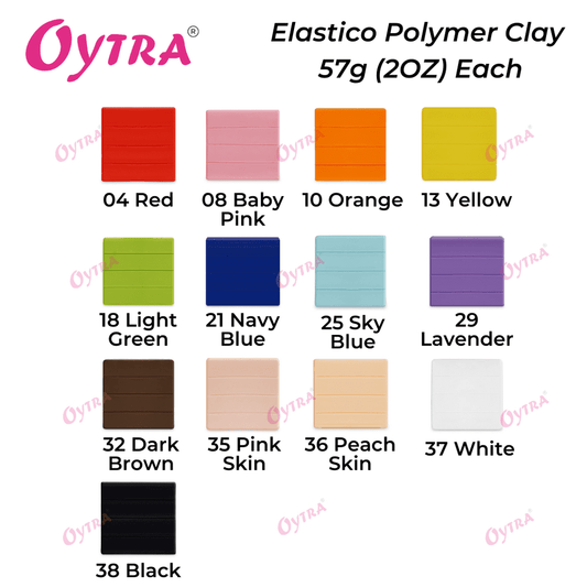 57 Grams (38 Black) Polymer Clay Oven Bake for Jewlery Making Elastico Series