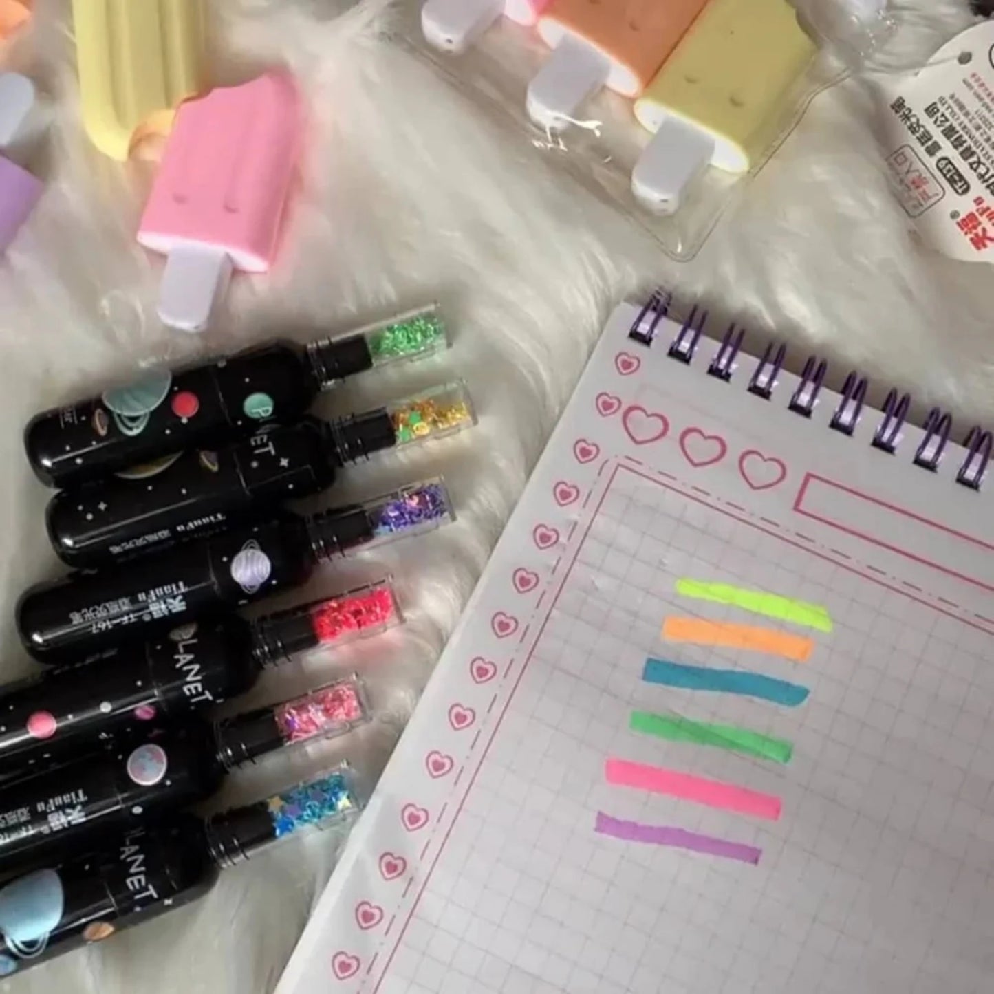 Space Theme Highlighters Marker Pens 6 Pieces Stationery