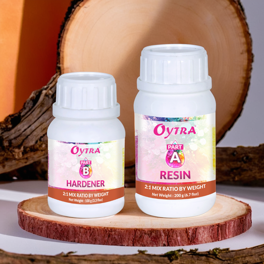 Oytra 300 g Epoxy Resin Kit with 2:1 mix ratio includes resin and hardener for crystal-clear, high-gloss, bubble-free finishes ideal for jewelry, wood, coasters, and resin art projects