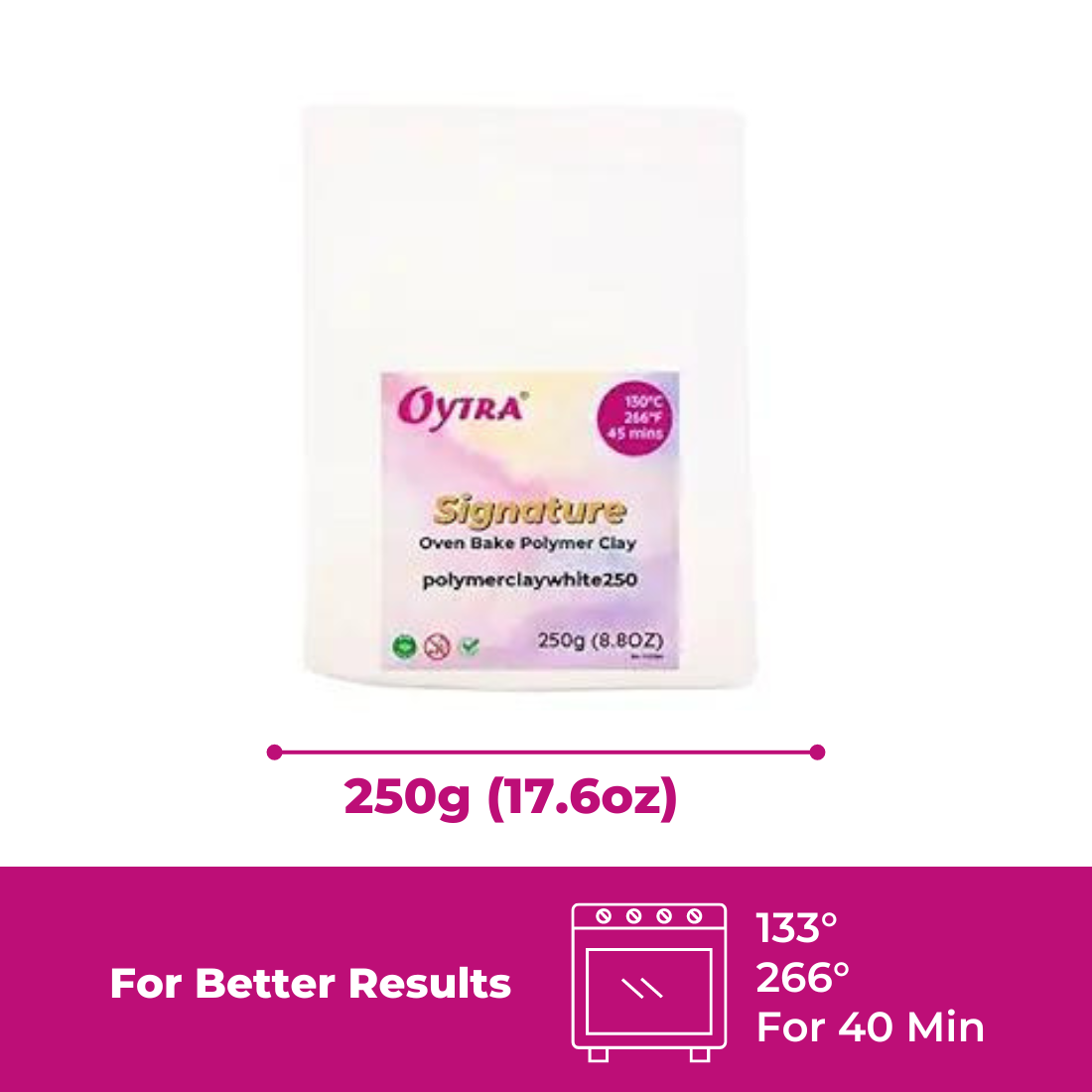 250 Grams Pure White Polymer Oven Bake Clay SIGNATURE Series
