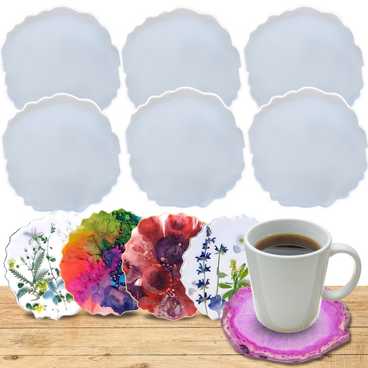 6 Pieces Resin Coaster Mould 4 Inch Round Agate