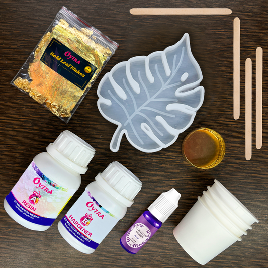 Resin art Diwali leaf decor making kit with mould tools flake and color