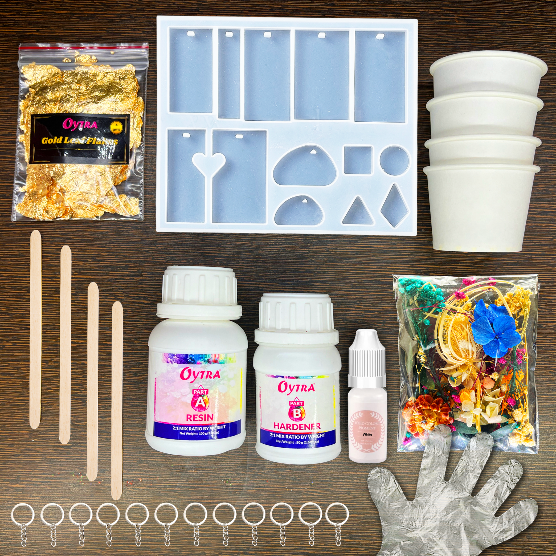 Resin Pendant Keychain making kit with silicone moulds and tools