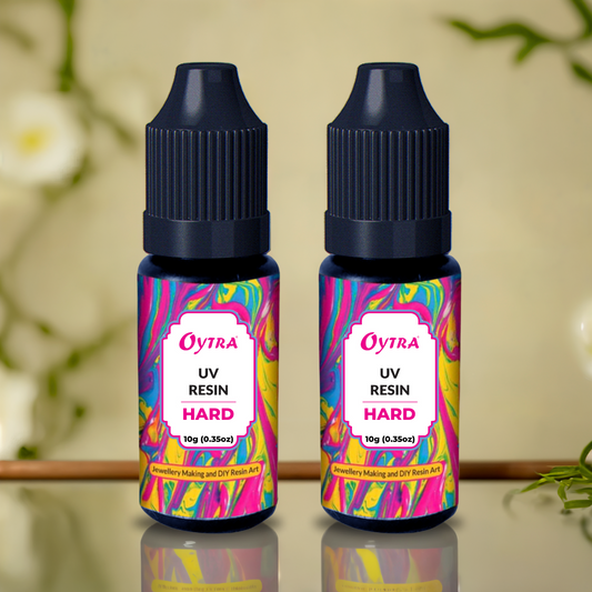 Oytra UV Curing Resin set of 2 x 10 g bottles, ultra-clear glossy finish cures in 5–10 minutes with any UV lamp, ideal for resin crafts