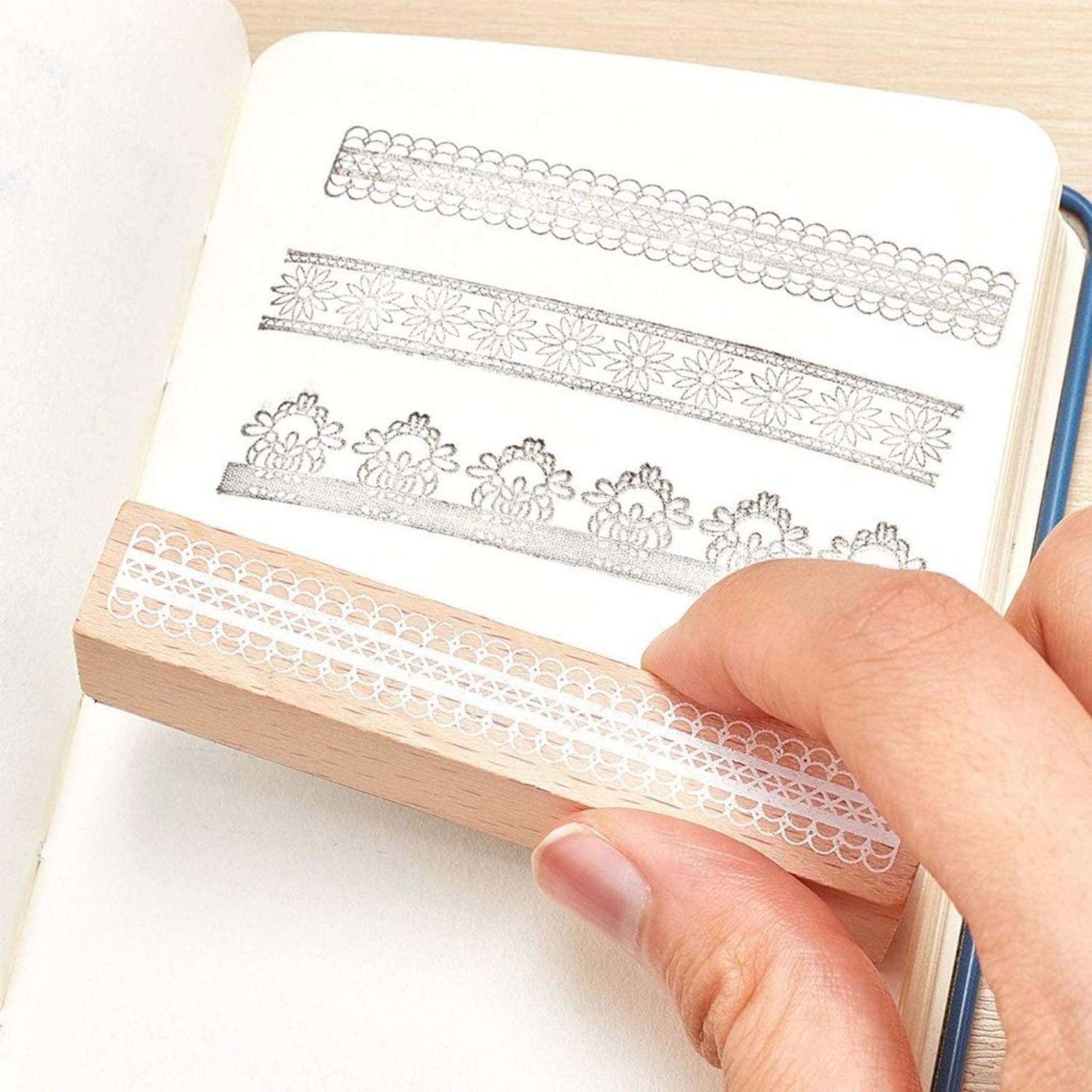 10 Pcs Lace Style Wood Rubber Stamp - Oytra