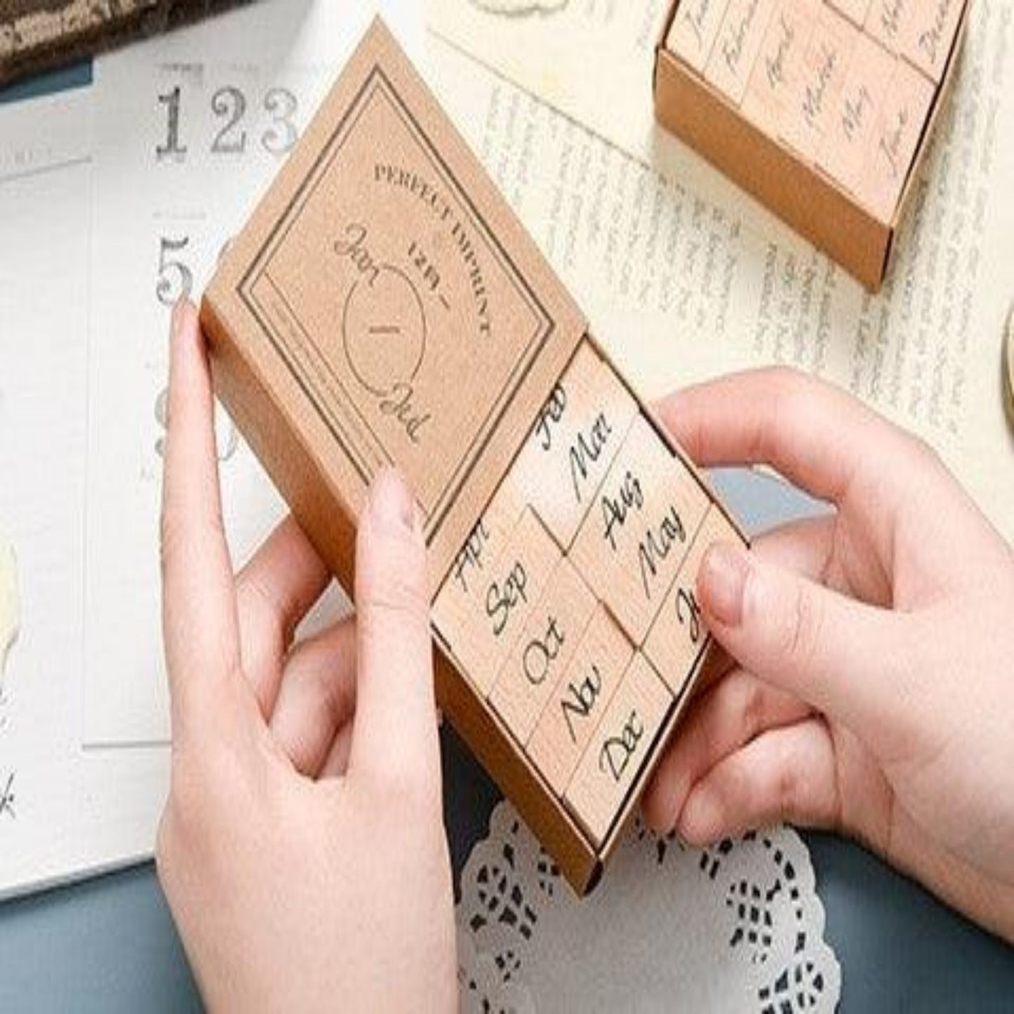 12 Pcs Month Jan-Dec Diary Stamp Set - Oytra