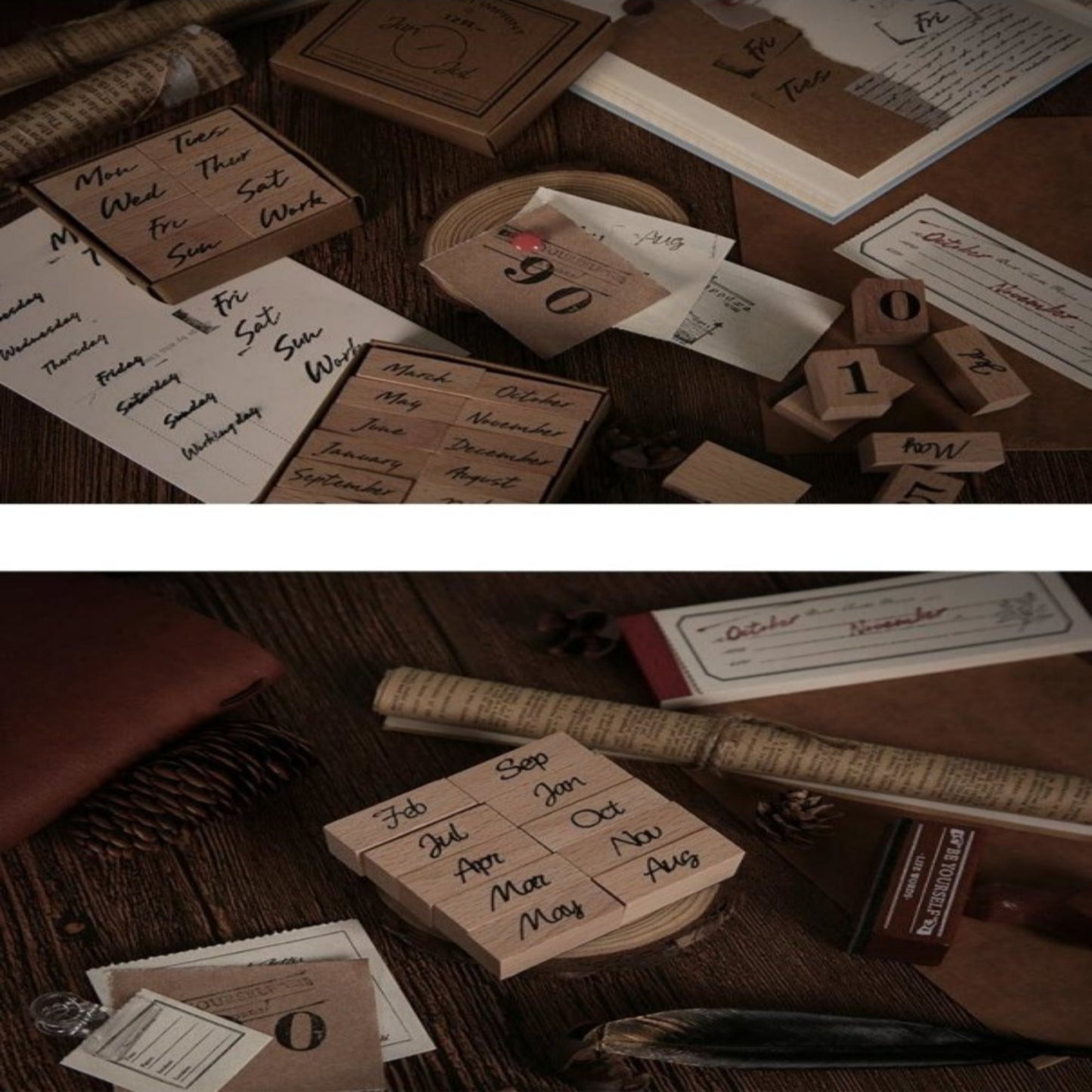 12 Pcs Month Jan-Dec Diary Stamp Set - Oytra