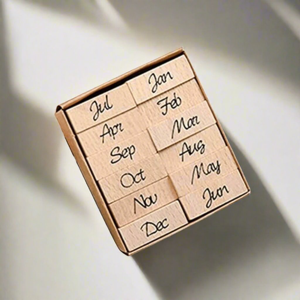 12 Pcs Month Jan-Dec Diary Stamp Set - Oytra
