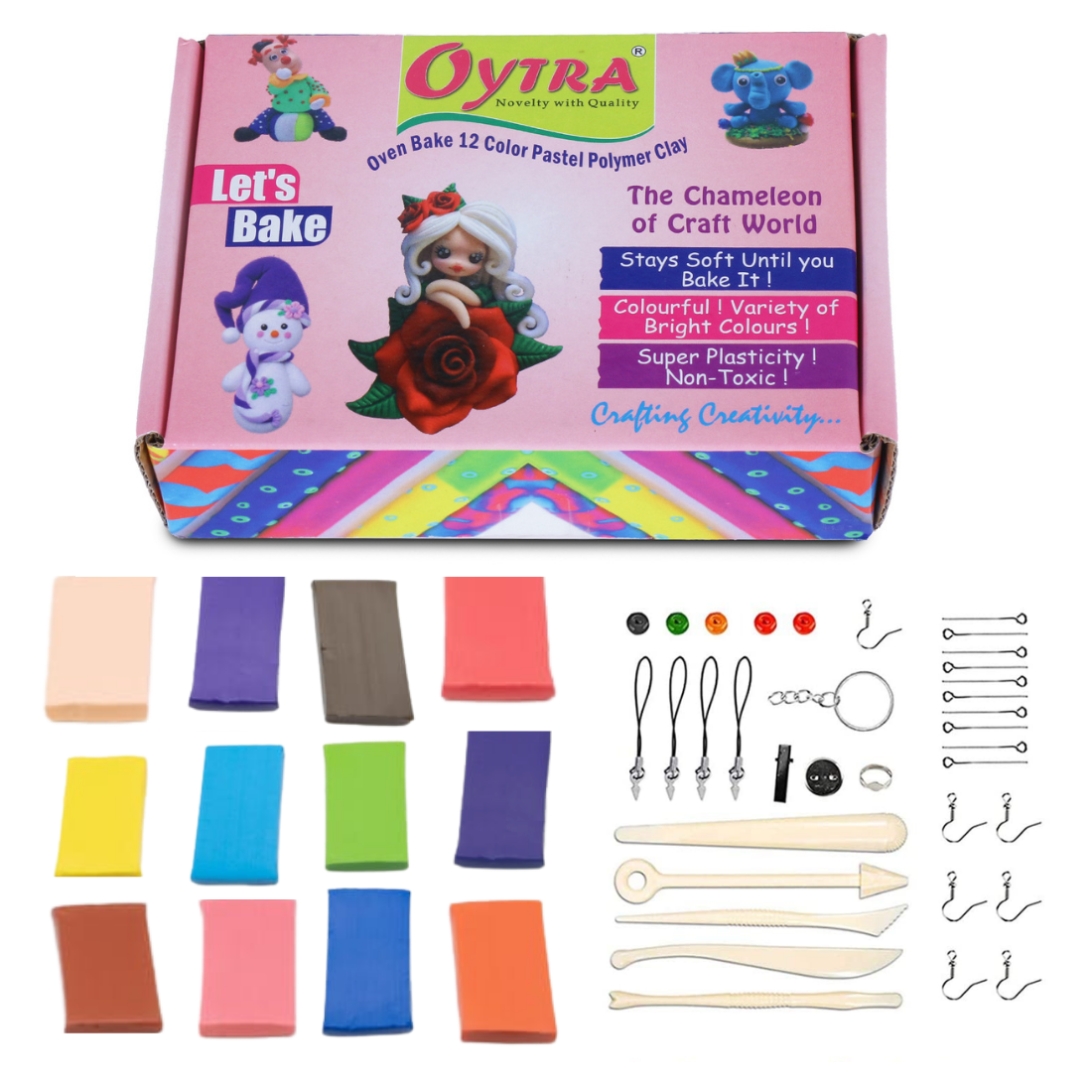 12 Color Pastel Polymer Oven Bake Clay