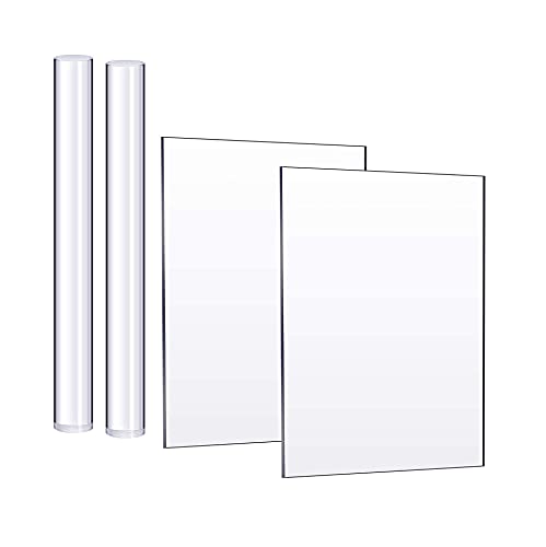 2 Pieces Acrylic Clay Roller with 2 Pieces Acrylic Sheet for Shaping