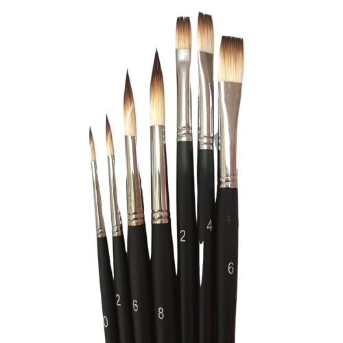 Oytra Flat Round 7 Piece Combo Paint Brushes Set