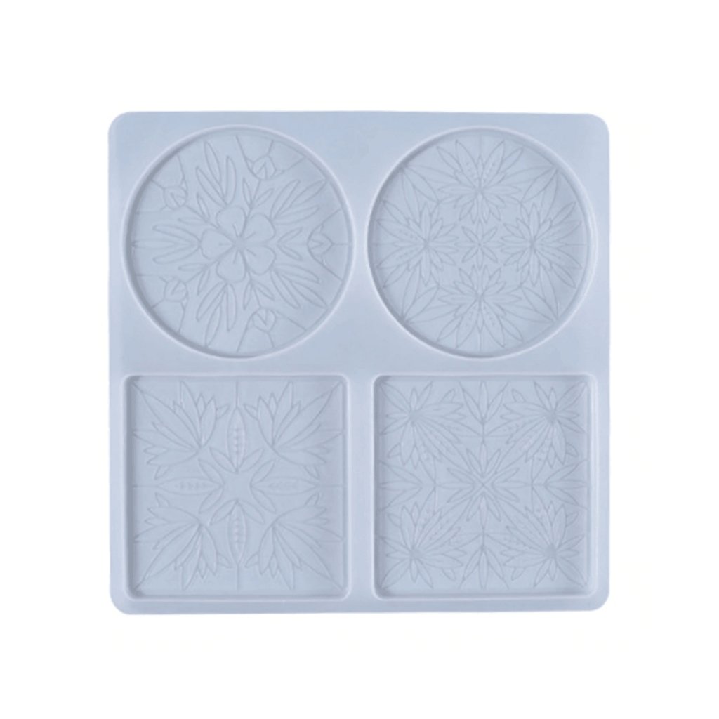 3D Silicone Resin Mould Coaster Floral Design SM2084 (4 inches 4 coasters designs) - Oytra