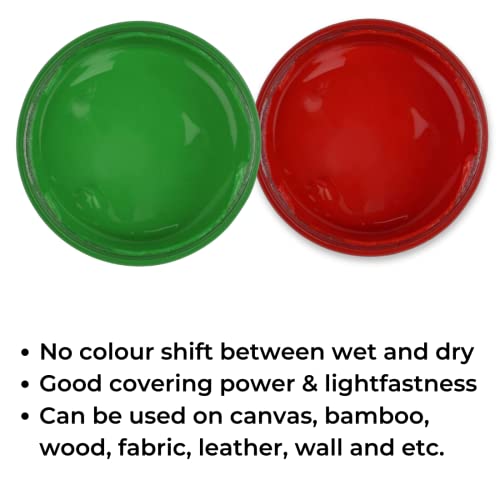 Oytra Red Green Acrylic Colors Set 100 ml Each Vibrant Colors for Professionals Artist Hobby Painters DIY Art and Craft Painting
