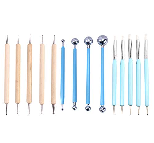 14 Piece Ball Dotting and Rubber Shaping Tools Combo for Polymer Clay Pottery Sculpting Work