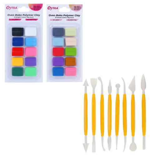 Oytra 11 Pieces Clay Tool Set for Polymer Clay Oven Bake 20 Colors Combo