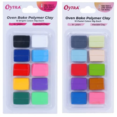 Oytra 11 Pieces Clay Tool Set for Polymer Clay Oven Bake 20 Colors Combo