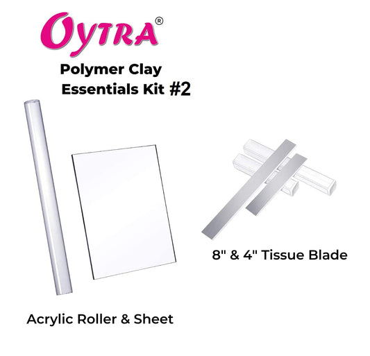Polymer Clay Tools Essentials Kit 2 Acrylic Roller and Tissue Blades Combo