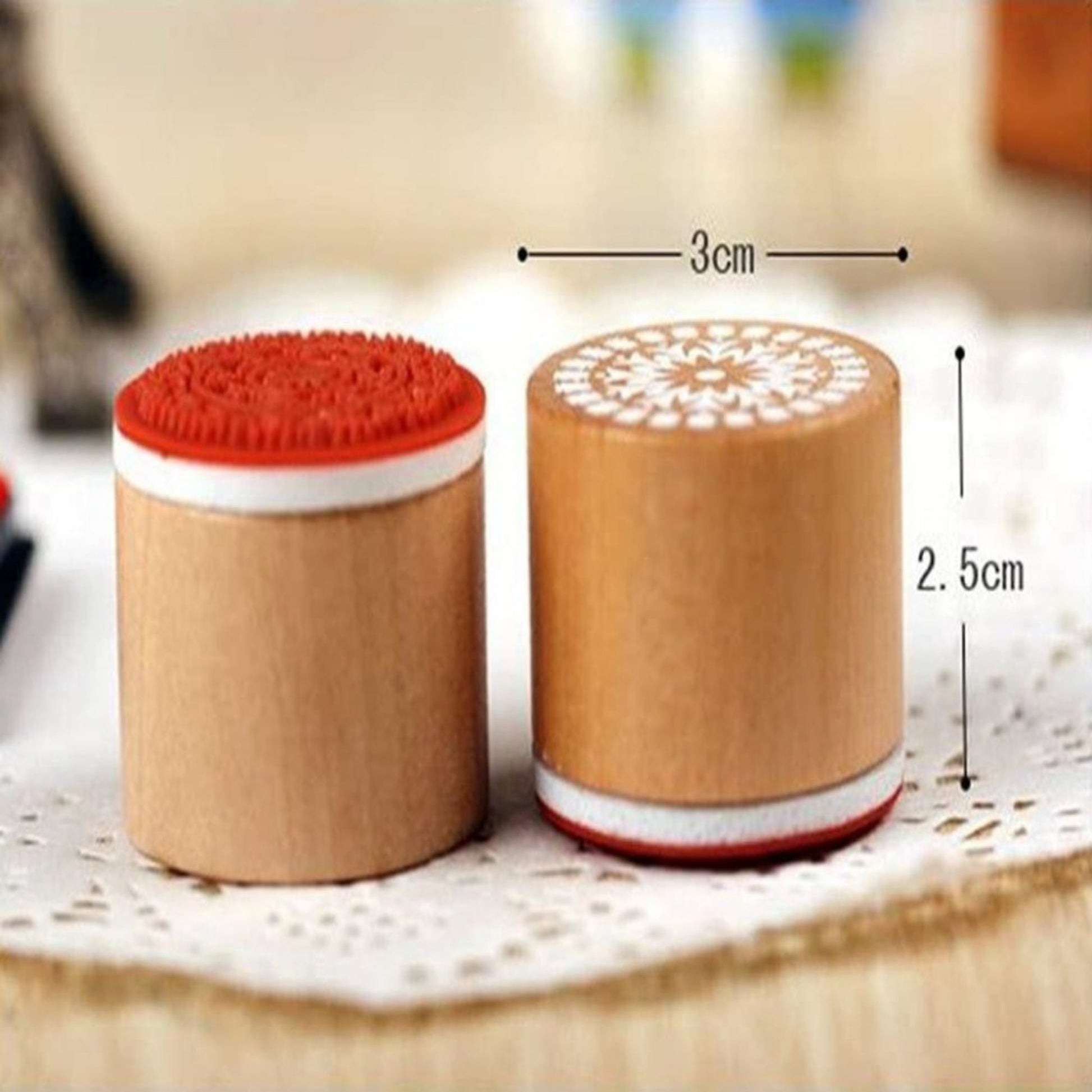 6 Pc Wooden Round Block Word Stamps - Oytra