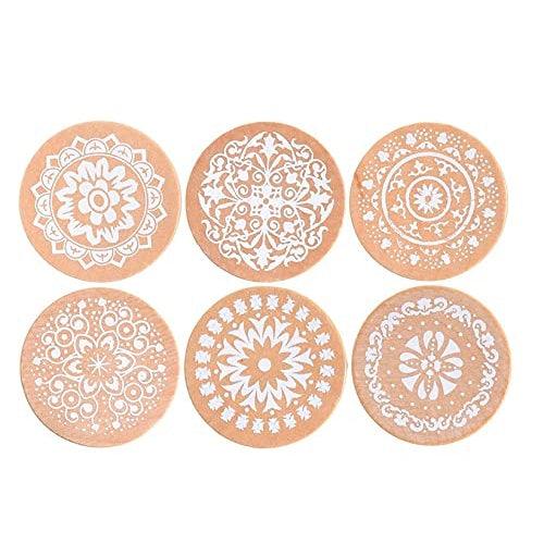 6 Pc Wooden Round Block LACE Stamps - Oytra