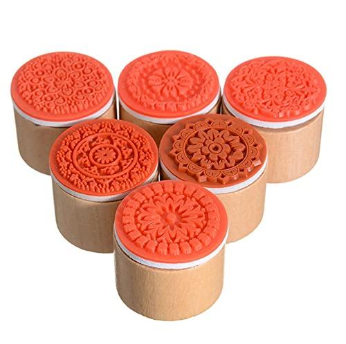 6 Pc Wooden Round Block LACE Stamps - Oytra