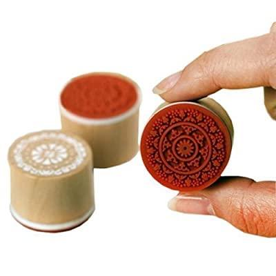 6 Pc Wooden Round Block LACE Stamps - Oytra